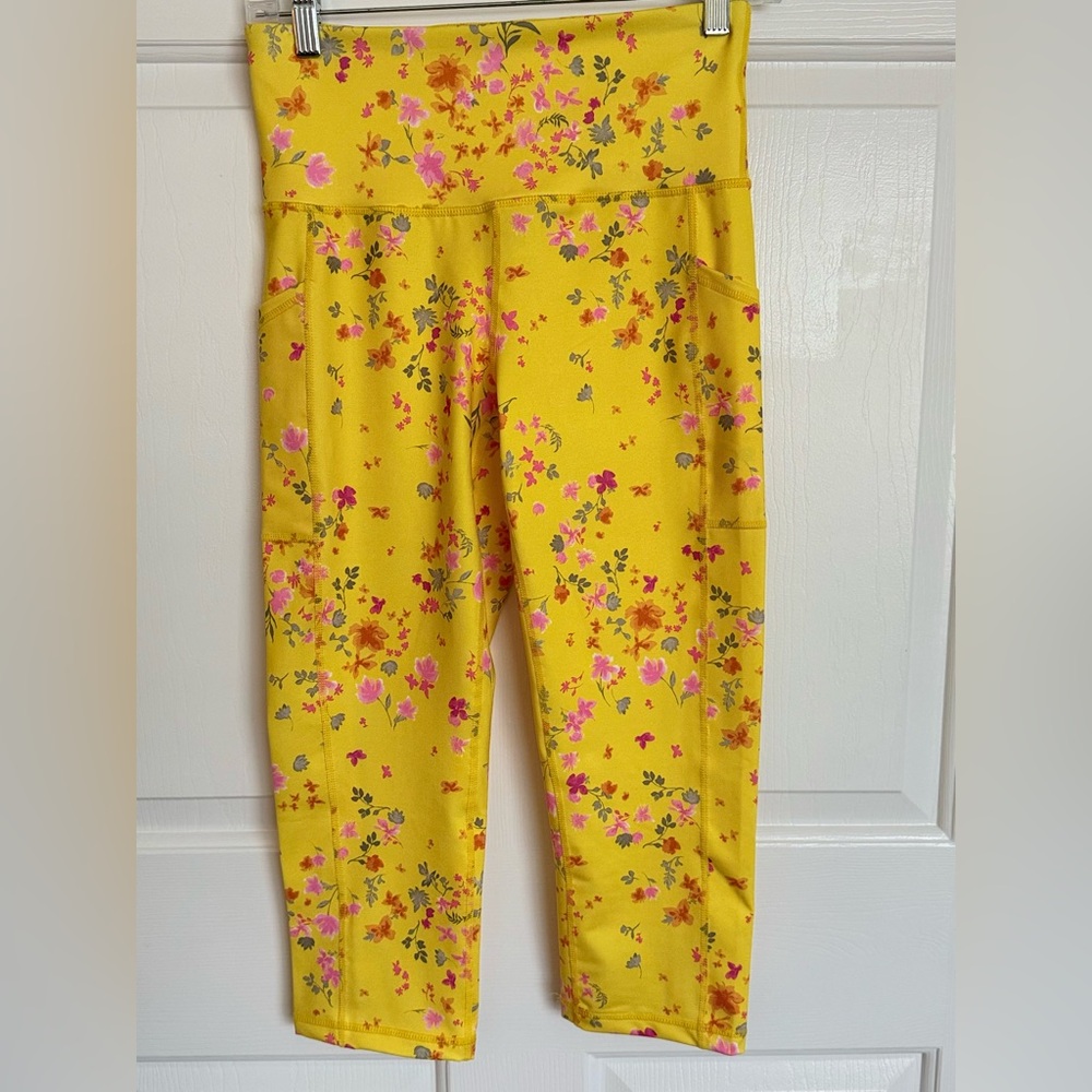 Ideology Yellow Floral Cropped Leggings